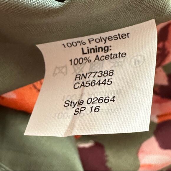 J. Crew Factory Green Orange Floral Long Sleeve Tulip Hem Lined Dress Size 6 - Picture 11 of 12